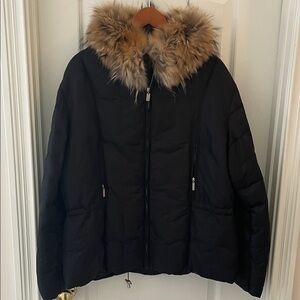 1 Madison Black Puffer Jacket with Fluffy Trim